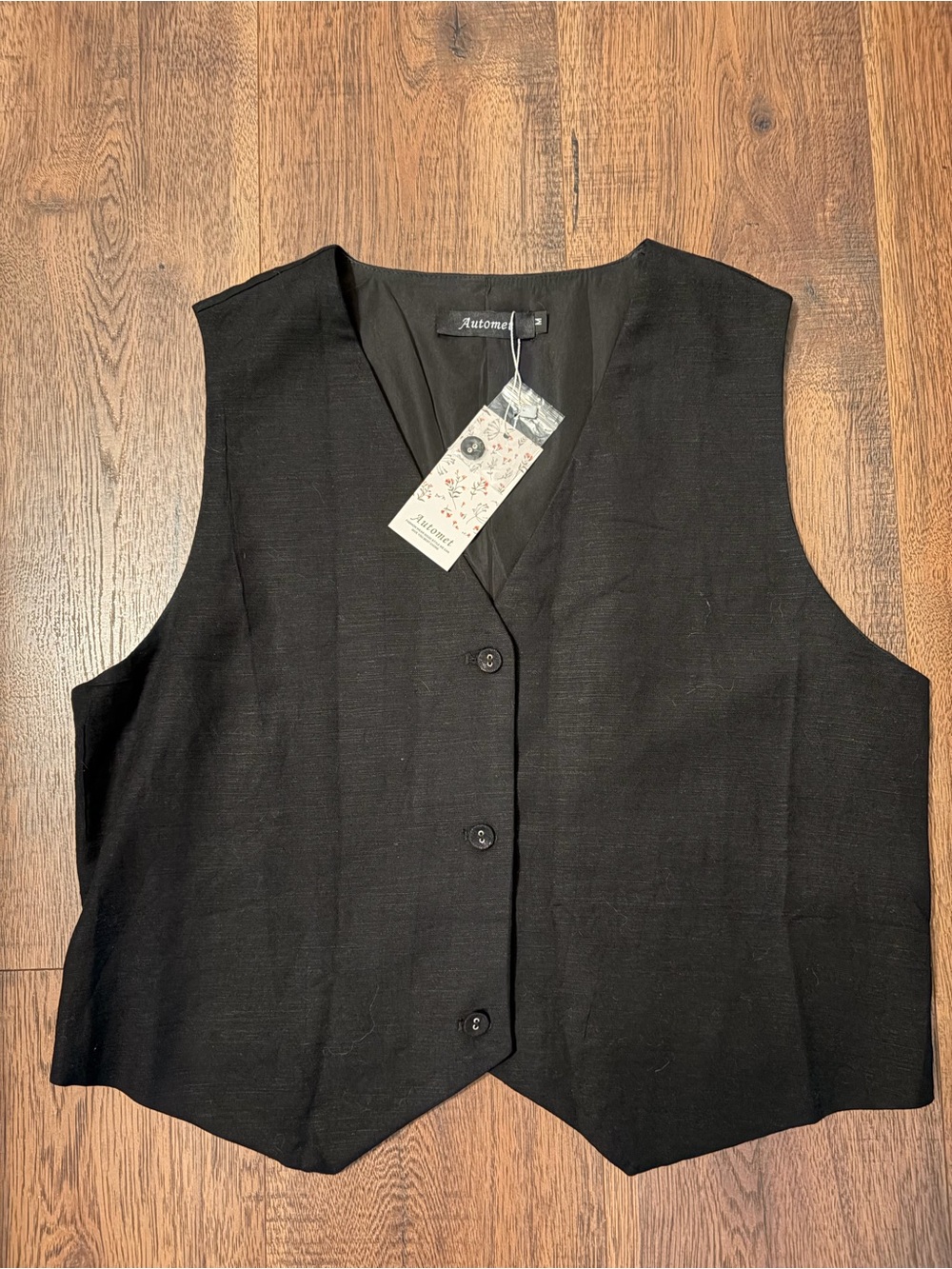 Women's Black Button-Front Vest
